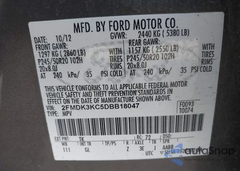 2013 Ford Edge Limited z USA, uszkodzony, nr VIN 2FMDK3KC5DBB18047